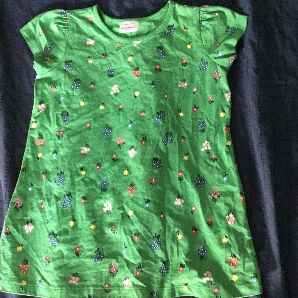 Hanna Andersson Bright Green Floral Short-Sleeve Tee
